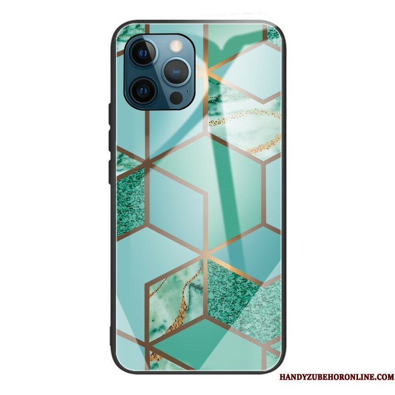 Hoesje voor iPhone 13 Pro Geometrie Marmer Gehard Glas