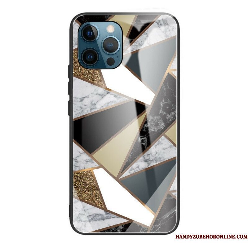 Hoesje voor iPhone 13 Pro Geometrie Marmer Gehard Glas