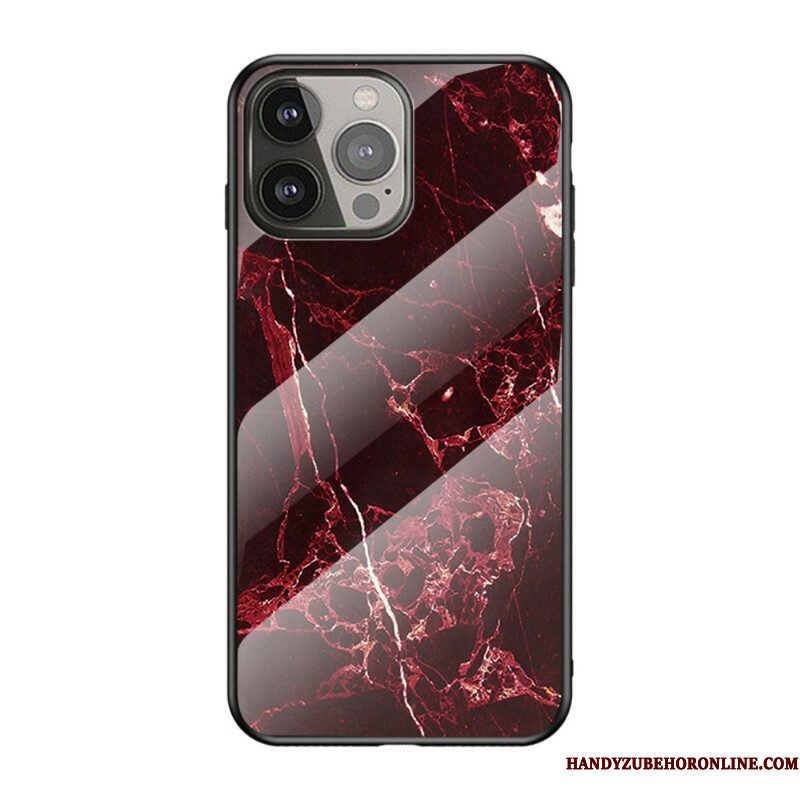 Hoesje voor iPhone 13 Pro Marmeren Kleuren Gehard Glas