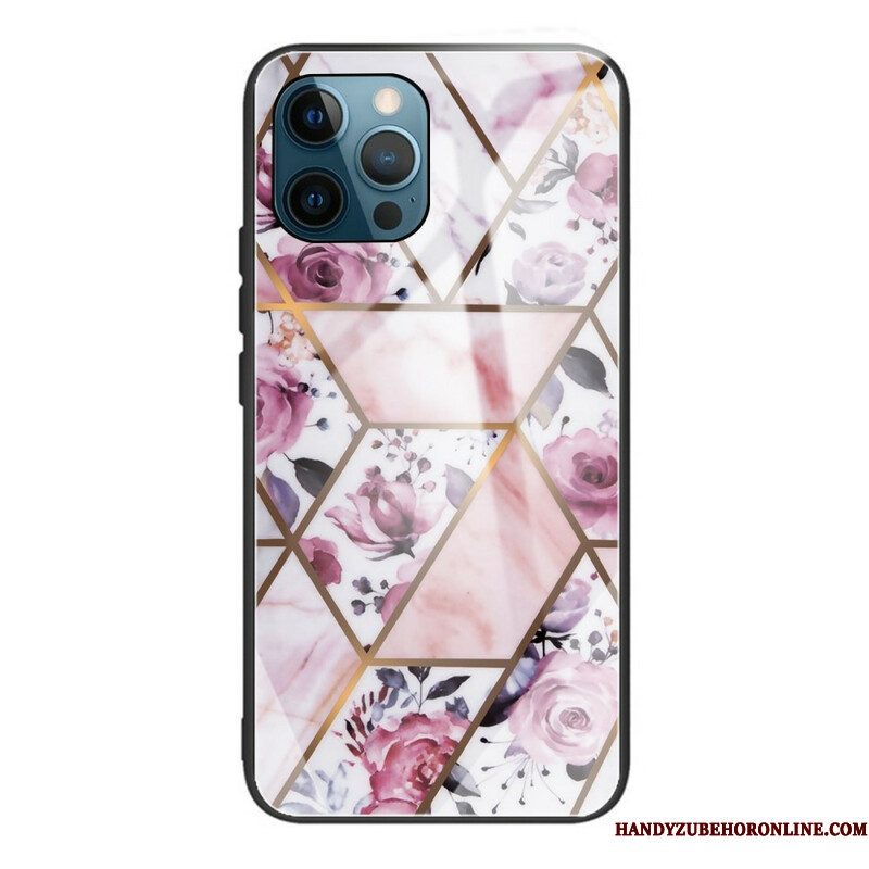 Hoesje voor iPhone 13 Pro Max Geometrie Marmer Gehard Glas