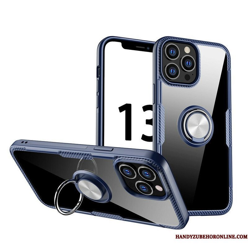 Hoesje voor iPhone 13 Pro Max Koolstofvezel Metalen Ring