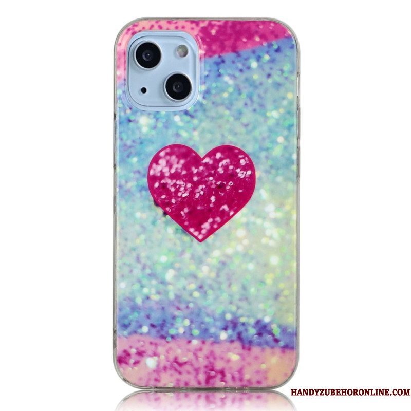 Hoesje voor iPhone 14 Glitter Hart