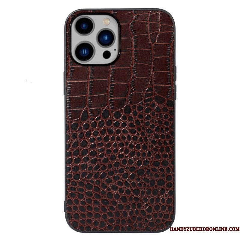 Hoesje voor iPhone 14 Plus Echt Leer Met Krokodiltextuur