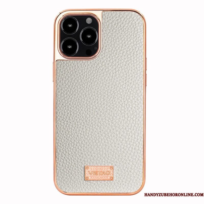 Hoesje voor iPhone 14 Pro Max Kunstleer Lychee Vietao