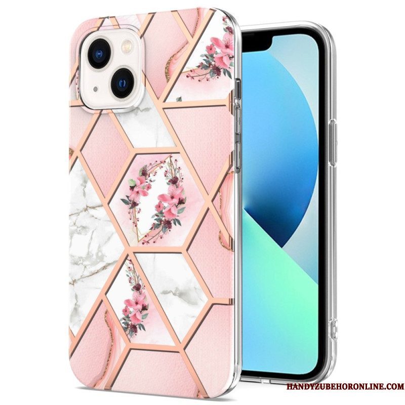 Hoesje voor iPhone 15 Bloemenmarmer