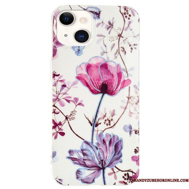 Hoesje voor iPhone 15 Plus Bloemenmarmer