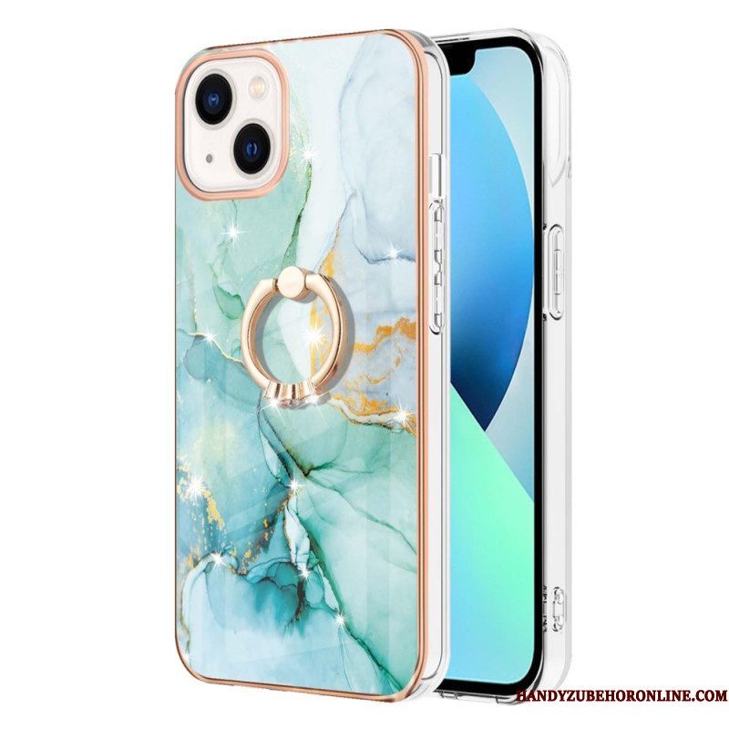 Hoesje voor iPhone 15 Plus Marmeren Stijl Met Steunring