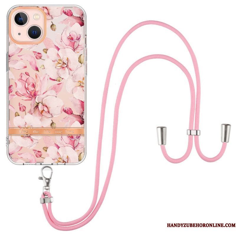 Hoesje voor iPhone 15 Plus Met Koord Cordonbloemen