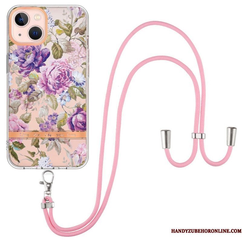 Hoesje voor iPhone 15 Plus Met Koord Cordonbloemen