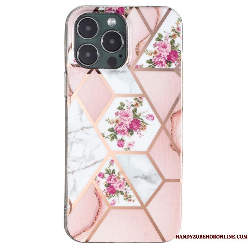 Hoesje voor iPhone 15 Pro Bloemenmarmer