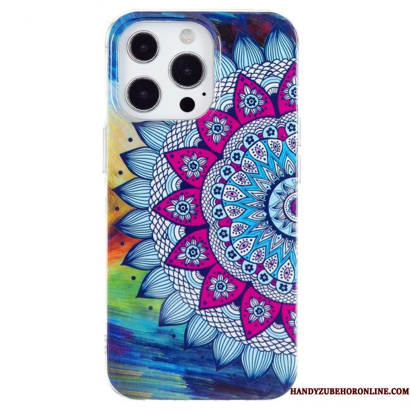 Hoesje voor iPhone 15 Pro Fluorescerende Mandala