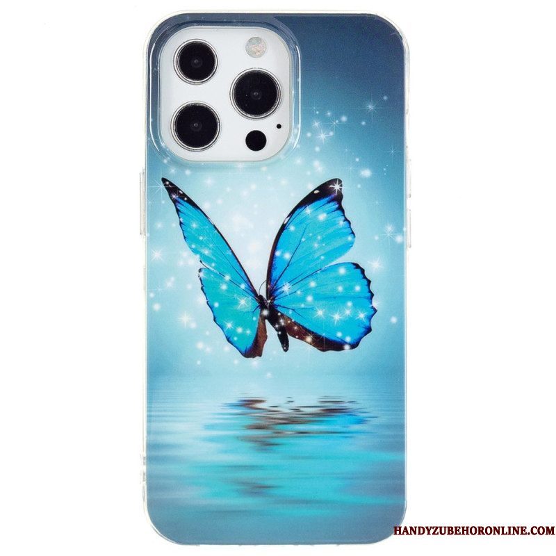 Hoesje voor iPhone 15 Pro Fluorescerende Vlinders