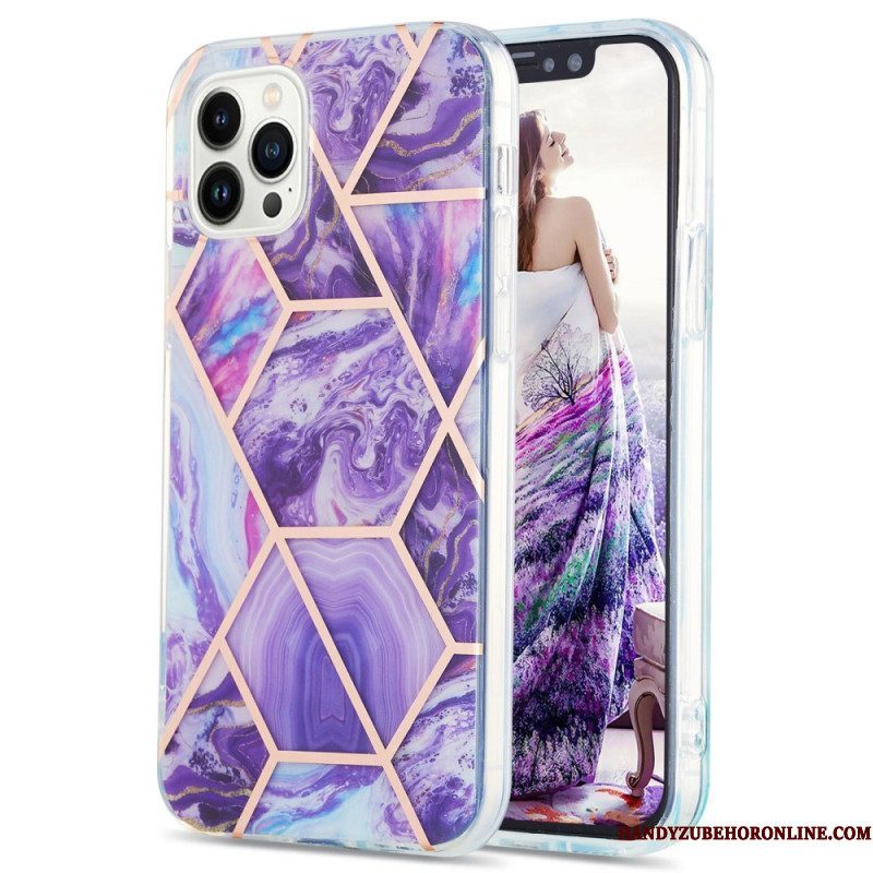 Hoesje voor iPhone 15 Pro Max Geometrisch Marmer