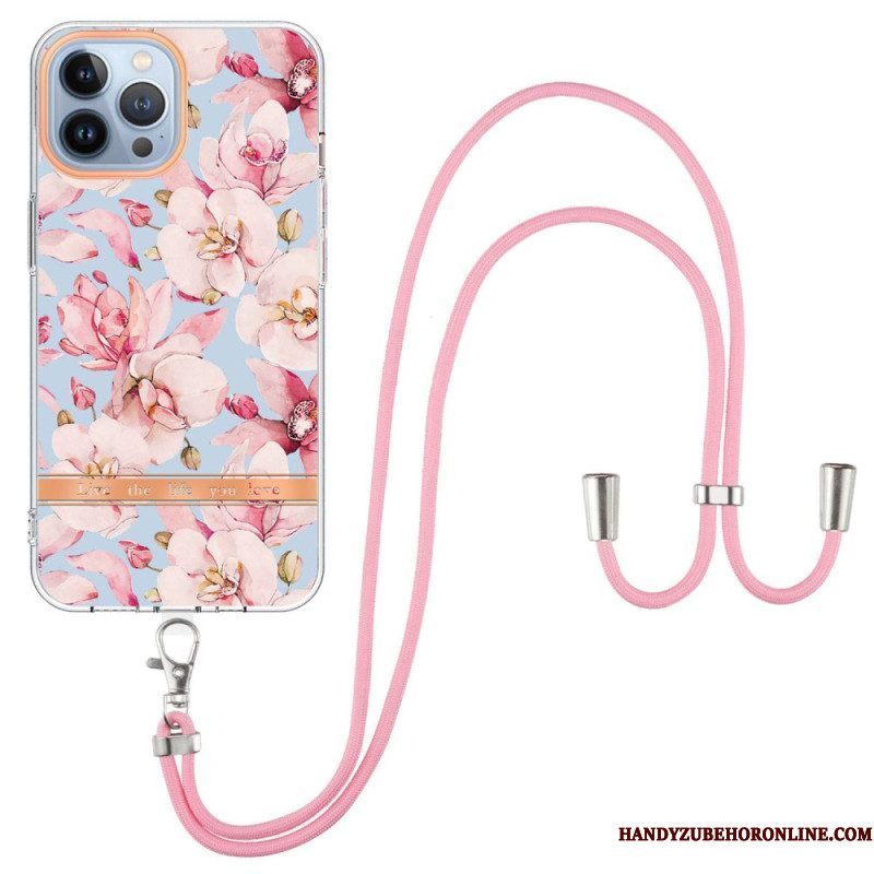 Hoesje voor iPhone 15 Pro Max Met Koord Cordonbloemen