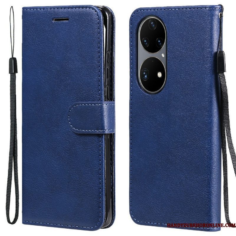 Leren Hoesje voor Huawei P50 Pro Met Ketting Strappy Leereffect