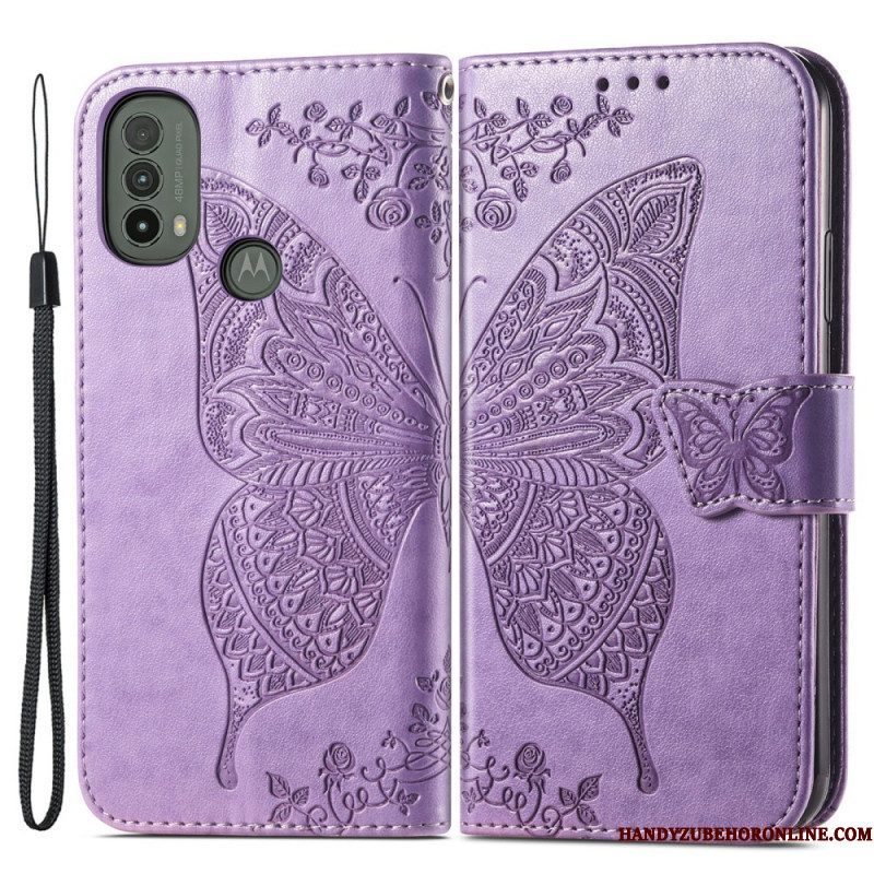 Leren Hoesje voor Moto E40 / E30 / E20 Halve Vlinders