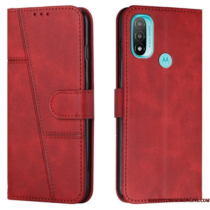 Leren Hoesje voor Moto E40 / E30 / E20 Met Ketting Geo-leereffect Met Bandjes