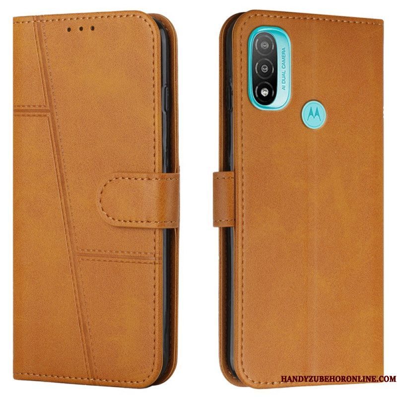 Leren Hoesje voor Moto E40 / E30 / E20 Met Ketting Geo-leereffect Met Bandjes