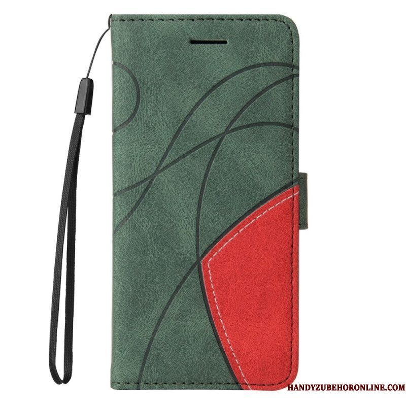 Leren Hoesje voor Moto E40 / E30 / E20 Tweekleurig Kenmerkend Kunstleer