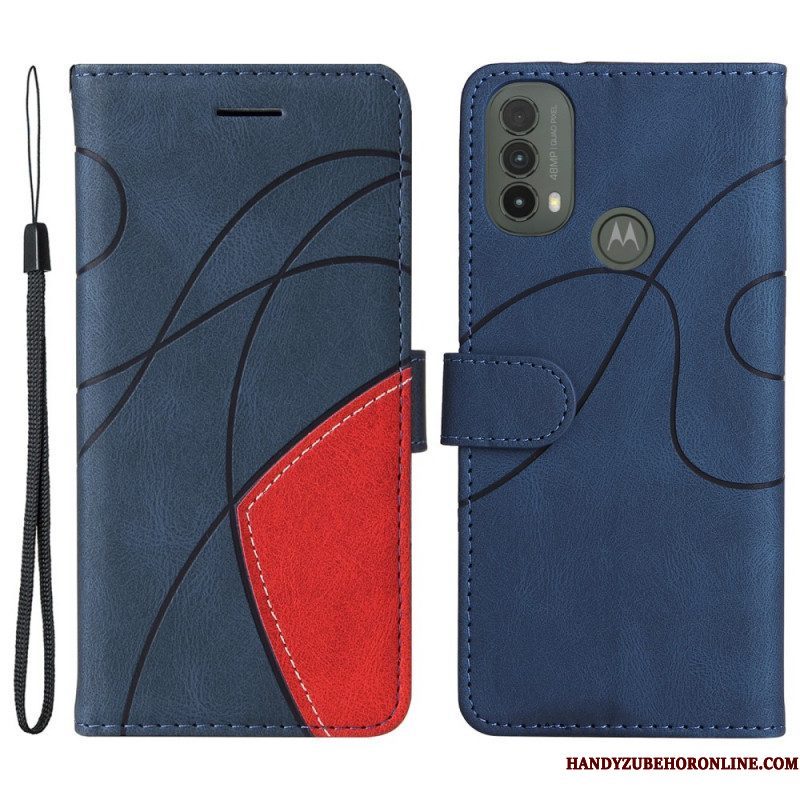 Leren Hoesje voor Moto E40 / E30 / E20 Tweekleurig Kenmerkend Kunstleer