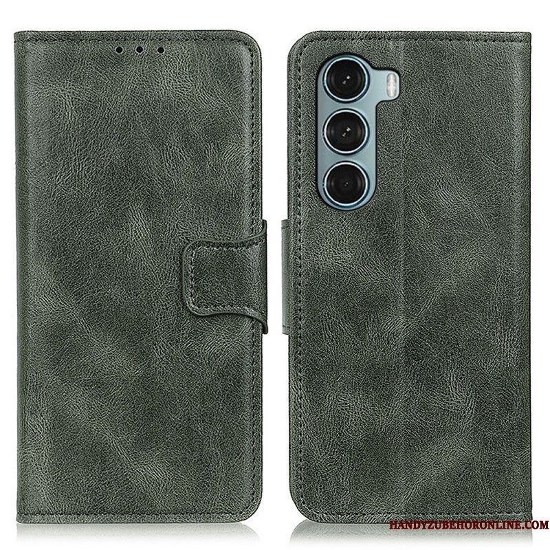 Leren Hoesje voor Moto G200 5G Omkeerbare Sluiting Met Leereffect
