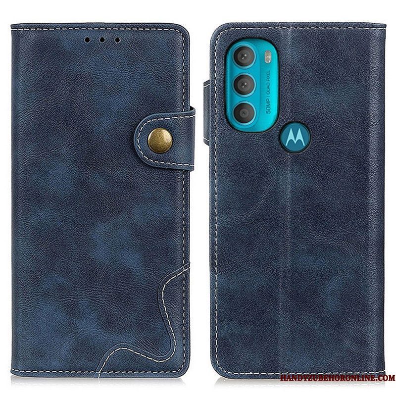 Leren Hoesje voor Moto G71 5G Artistieke Naaiknop