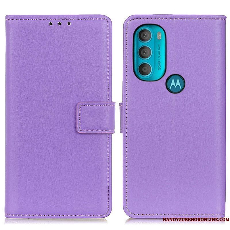 Leren Hoesje voor Moto G71 5G Effen Kunstleer