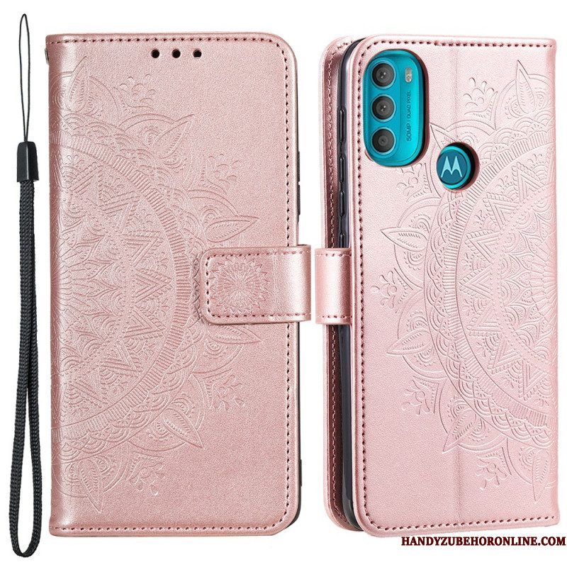 Leren Hoesje voor Moto G71 5G Zon Mandala