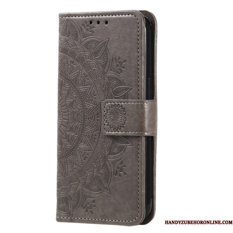 Leren Hoesje voor Motorola Edge 40 Pro Mandala Zon Met Lanyard