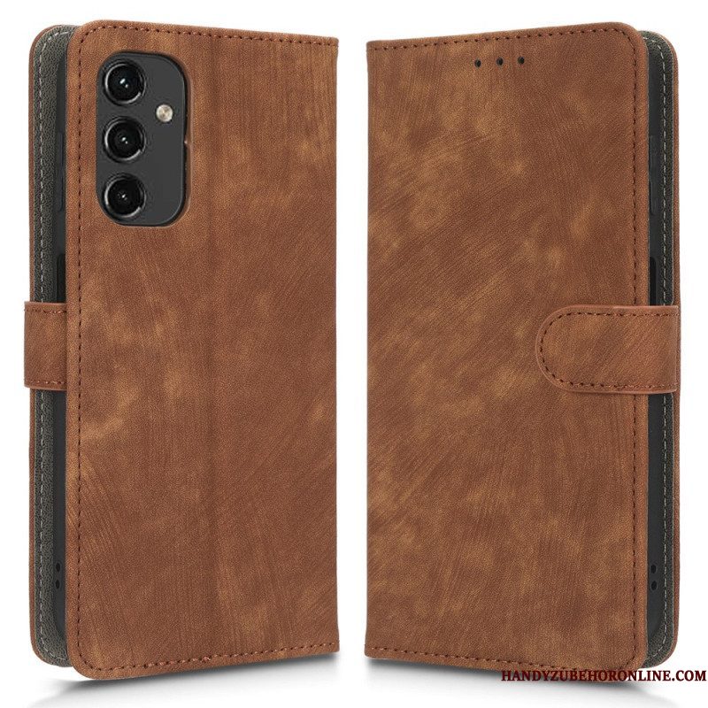 Leren Hoesje voor Samsung Galaxy A14 / A14 5G Geborstelde Koolstofvezel