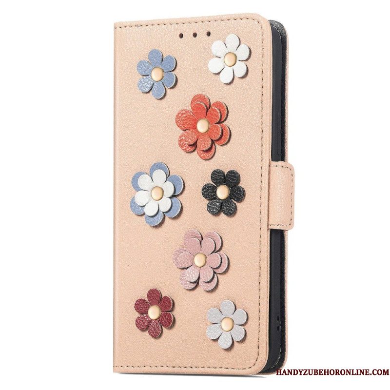 Leren Hoesje voor Samsung Galaxy A53 5G 3d Bloemen