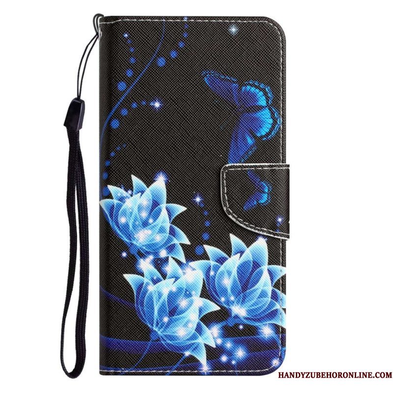 Leren Hoesje voor Samsung Galaxy A53 5G Met Ketting Riem Bloemen