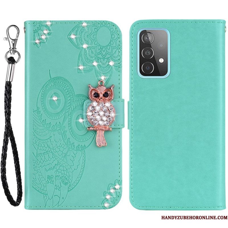 Leren Hoesje voor Samsung Galaxy A53 5G Uil Mandala En Charme