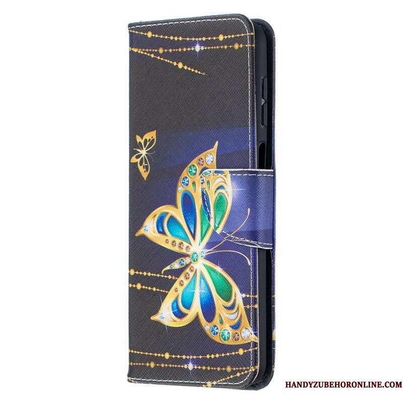 Leren Hoesje voor Samsung Galaxy M12 / A12 Gouden Vlinders