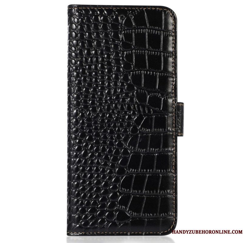 Leren Hoesje voor Samsung Galaxy M13 Rfid In Krokodilstijl