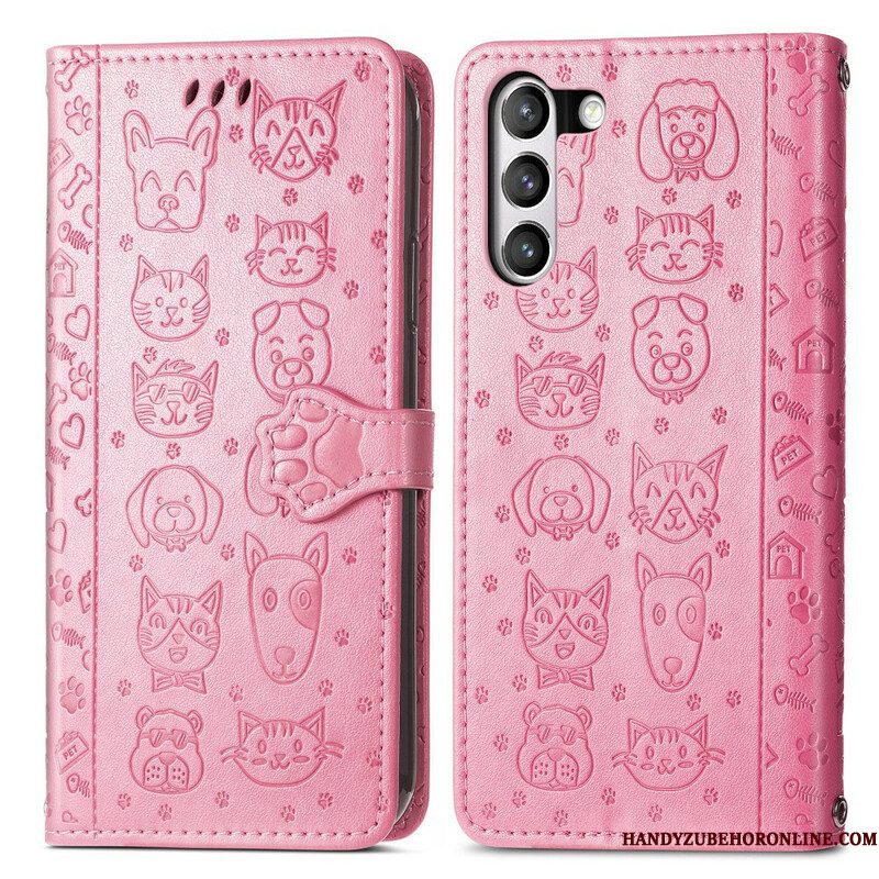 Leren Hoesje voor Samsung Galaxy S21 FE Geanimeerde Dieren