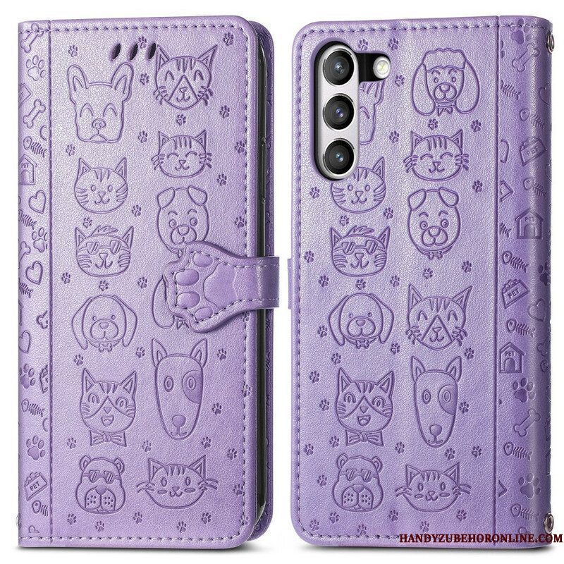 Leren Hoesje voor Samsung Galaxy S21 FE Geanimeerde Dieren