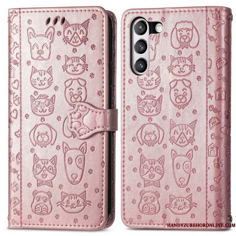 Leren Hoesje voor Samsung Galaxy S21 FE Geanimeerde Dieren