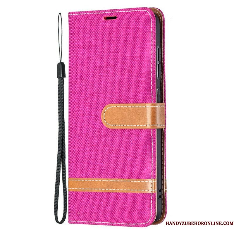 Leren Hoesje voor Samsung Galaxy S21 FE Met Ketting Band Van Stof En Leereffect