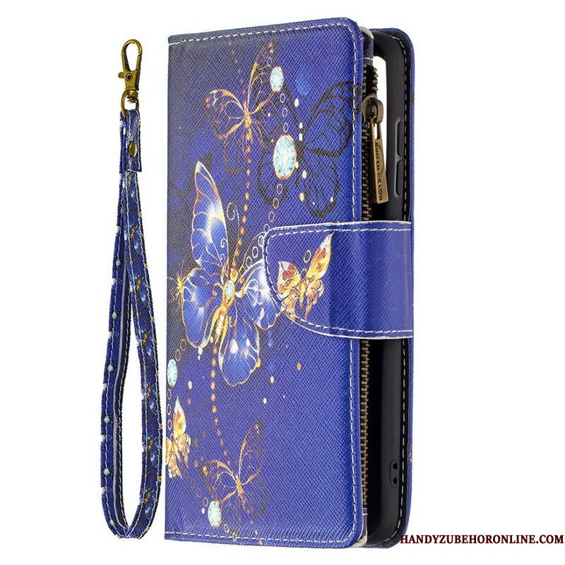 Leren Hoesje voor Samsung Galaxy S21 FE Vlinders Vlinders Zip Pouch