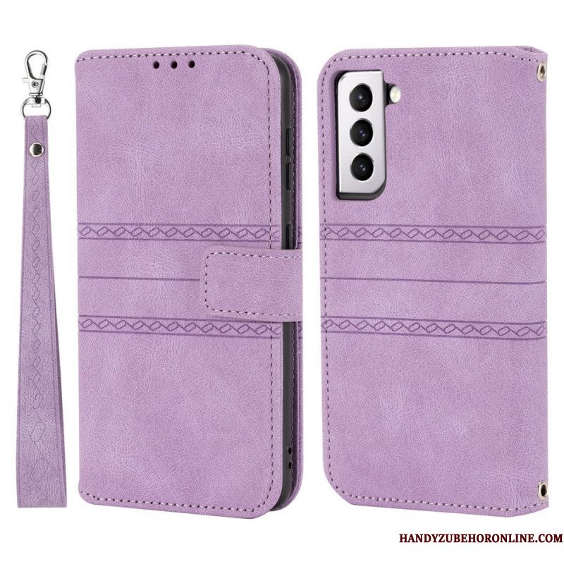Leren Hoesje voor Samsung Galaxy S22 5G Kanten Naden
