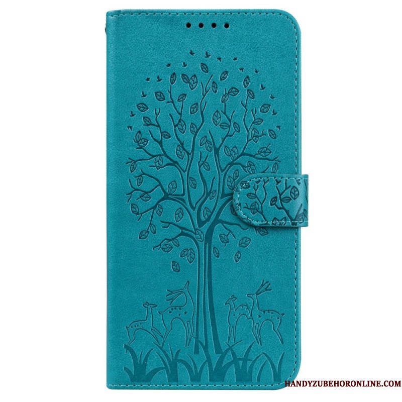 Leren Hoesje voor Samsung Galaxy S22 Ultra 5G Boom En Herten