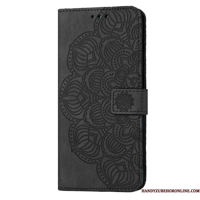 Leren Hoesje voor Samsung Galaxy S23 5G Met Ketting Strakke Mandala