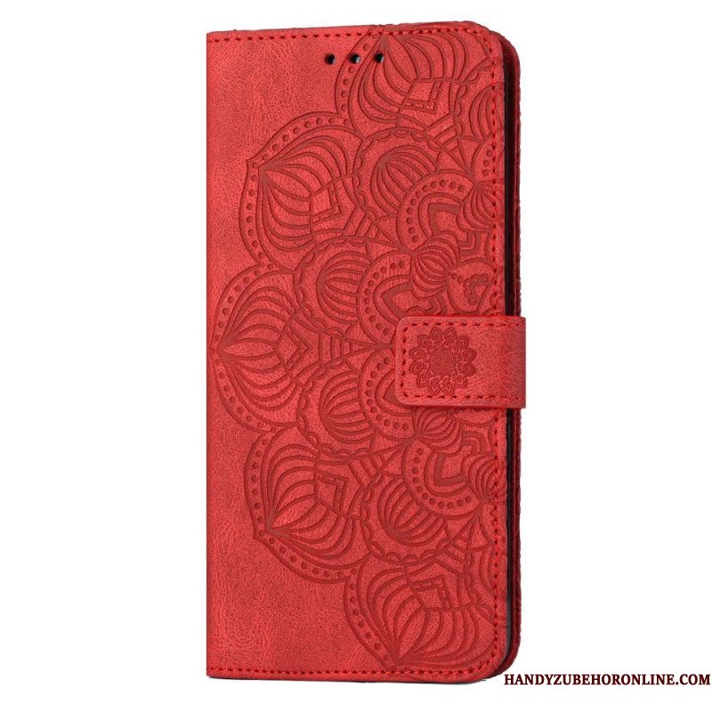 Leren Hoesje voor Samsung Galaxy S23 5G Met Ketting Strakke Mandala