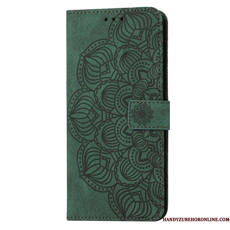 Leren Hoesje voor Samsung Galaxy S23 5G Met Ketting Strakke Mandala