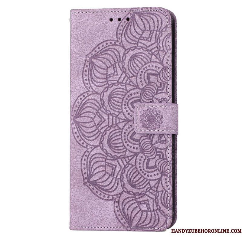 Leren Hoesje voor Samsung Galaxy S23 5G Met Ketting Strakke Mandala