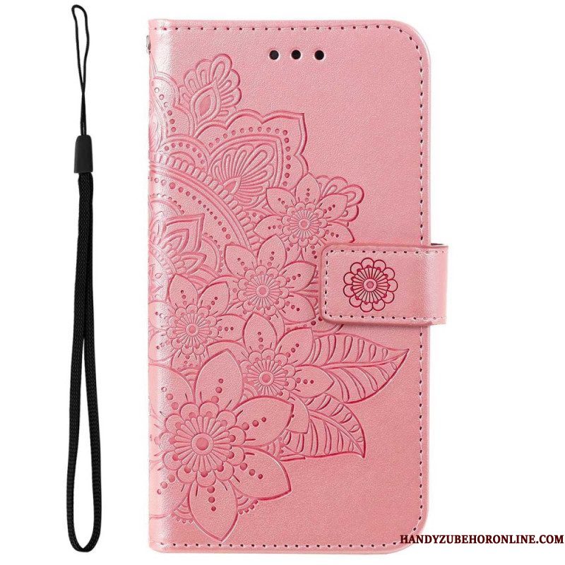 Leren Hoesje voor Samsung Galaxy S23 5G Met Ketting Strakke Mandala