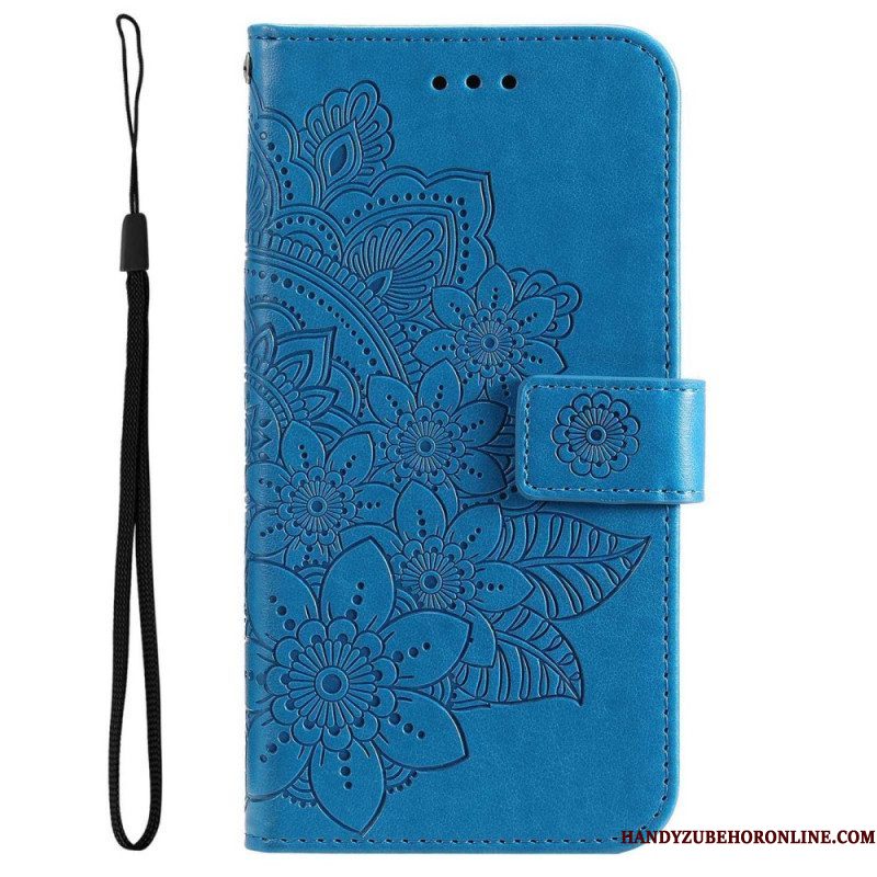 Leren Hoesje voor Samsung Galaxy S23 5G Met Ketting Strakke Mandala