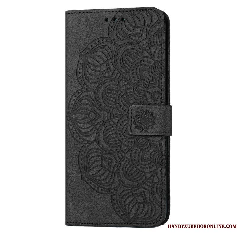 Leren Hoesje voor Samsung Galaxy S23 Plus 5G Met Ketting Strakke Mandala