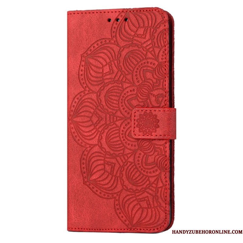 Leren Hoesje voor Samsung Galaxy S23 Plus 5G Met Ketting Strakke Mandala